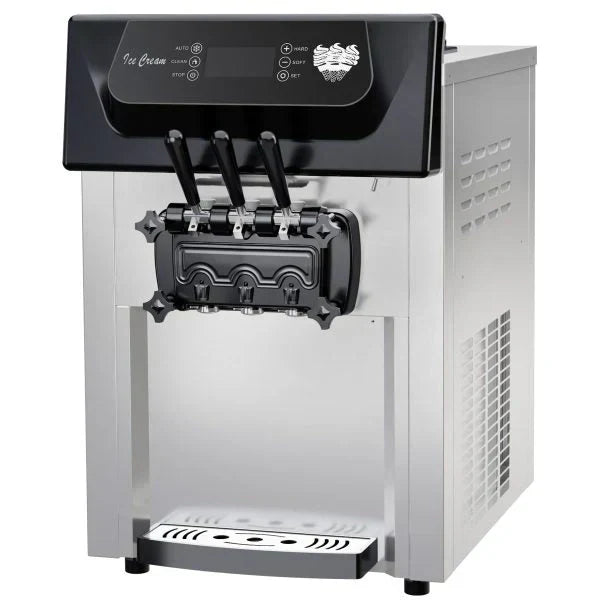 Cream - 2200W Commercial Ice, Machine - 3 Flavor Soft Serve Ice Cream Machine, 5.3-7.4 Gal/hr, With LCD Touch Screen, Automatic Cleaning, High