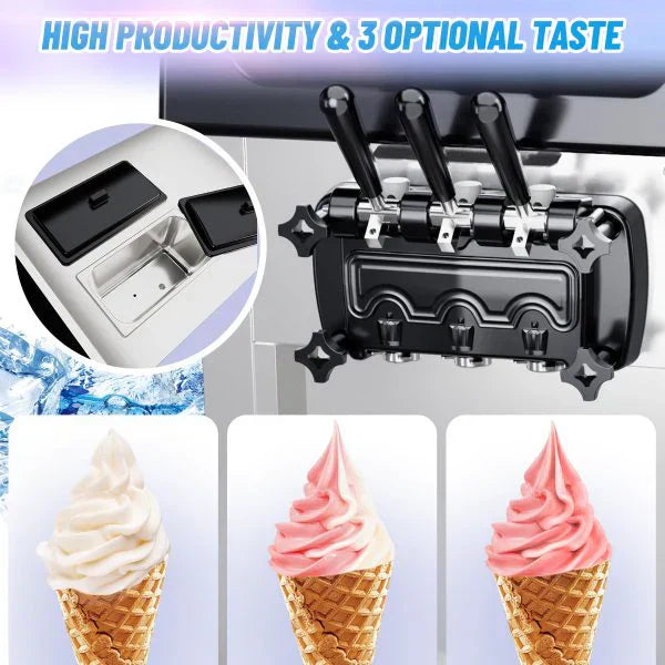 1787395222_7W2u6rFu Cream - 2200W Commercial Ice, Machine - 3 Flavor Soft Serve Ice Cream Machine, 5.3-7.4 Gal/hr, With LCD Touch Screen, Automatic Cleaning, High