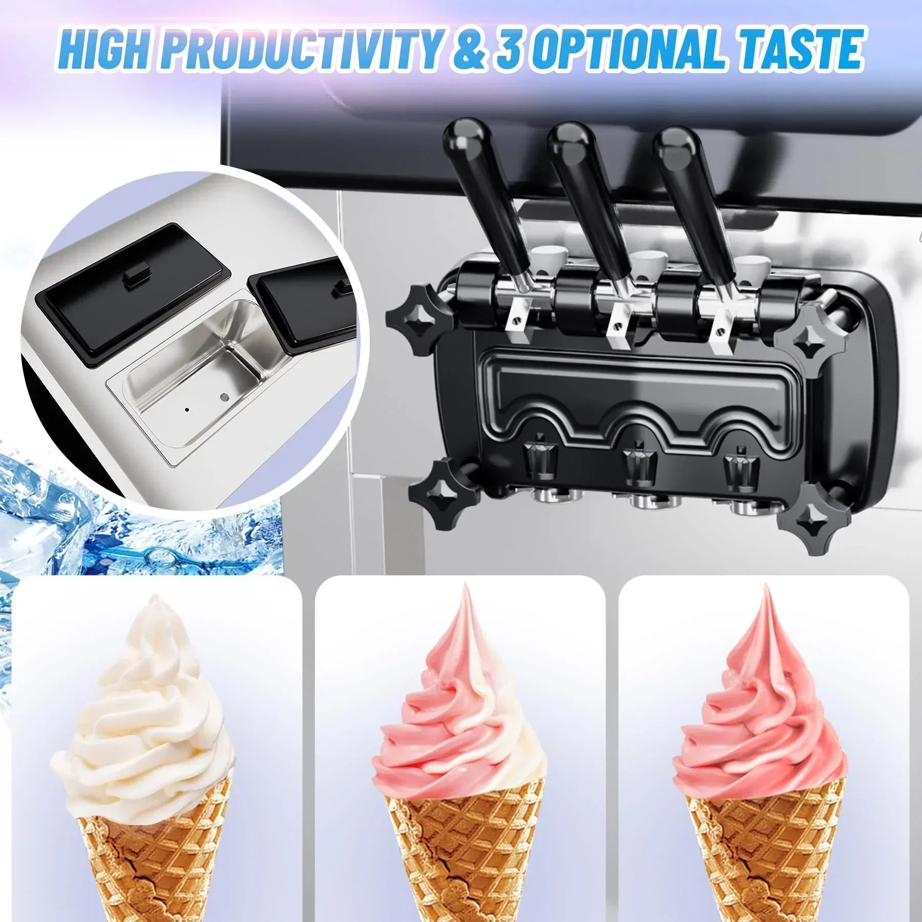 1787395246_NU9tfHDp Cream - 2200W Commercial Ice, Machine - 3 Flavor Soft Serve Ice Cream Machine, 5.3-7.4 Gal/hr, With LCD Touch Screen, Automatic Cleaning, High
