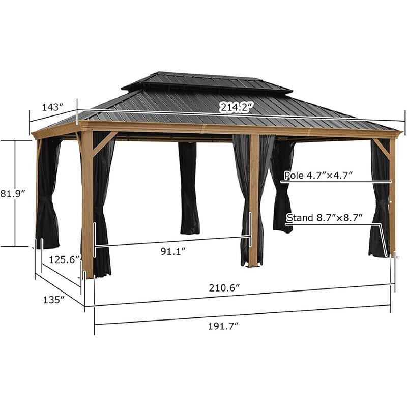 18 ft. W X 12 ft. D metal tarasowy altana