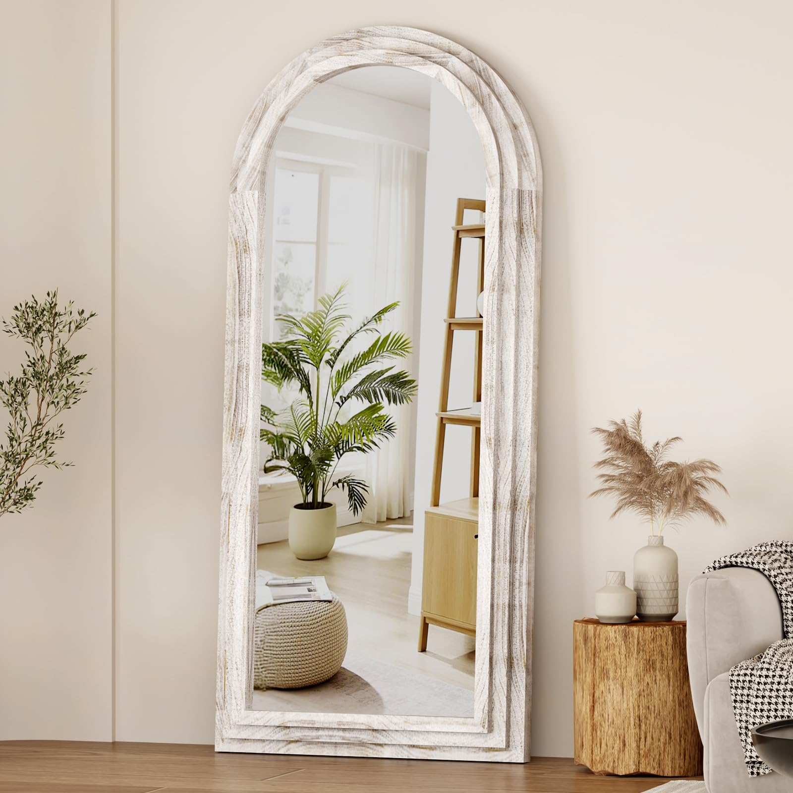 Three-layer Arched pelny Length Mirror z rama
