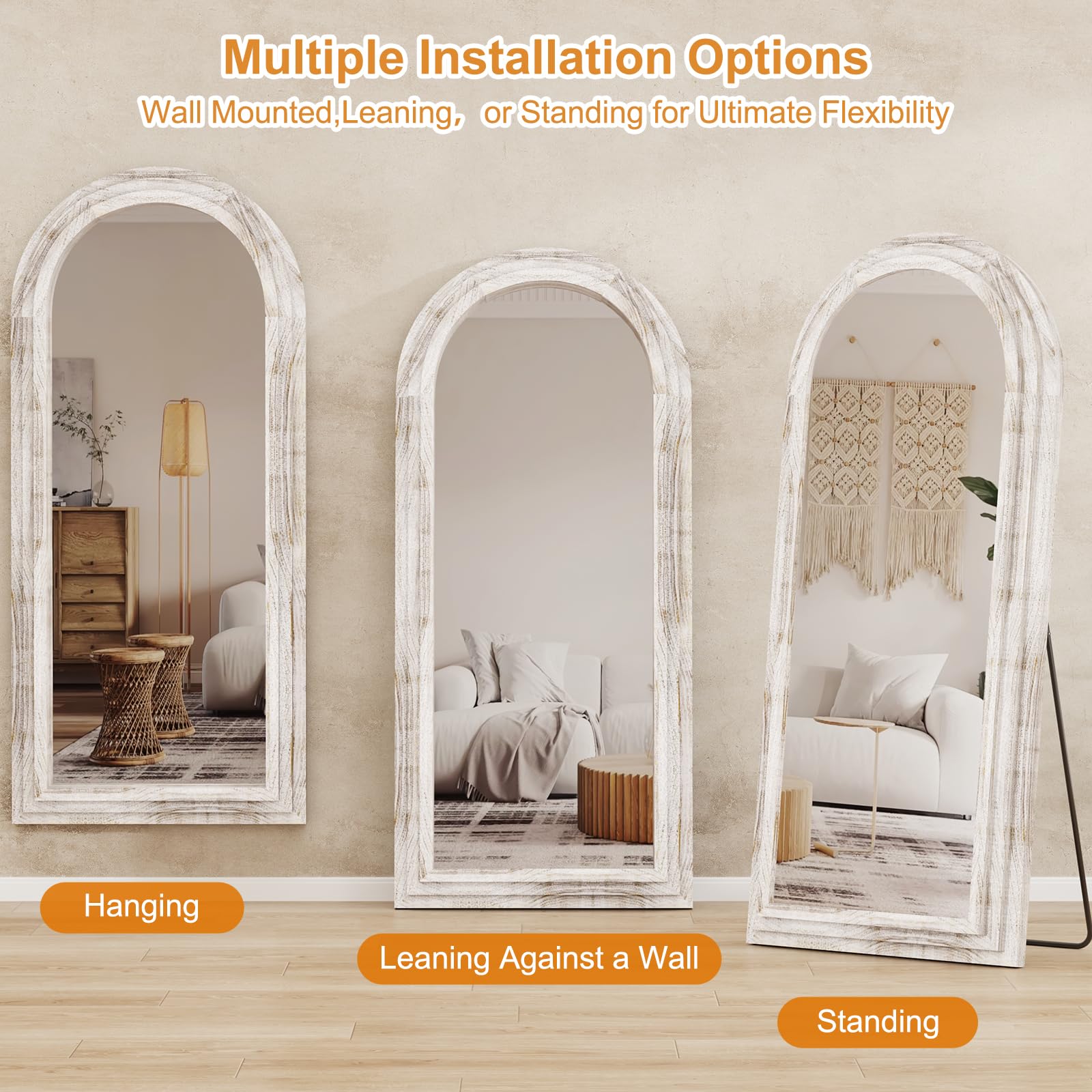 1787397868_OqVtkHBc Three-layer Arched pelny Length Mirror z rama