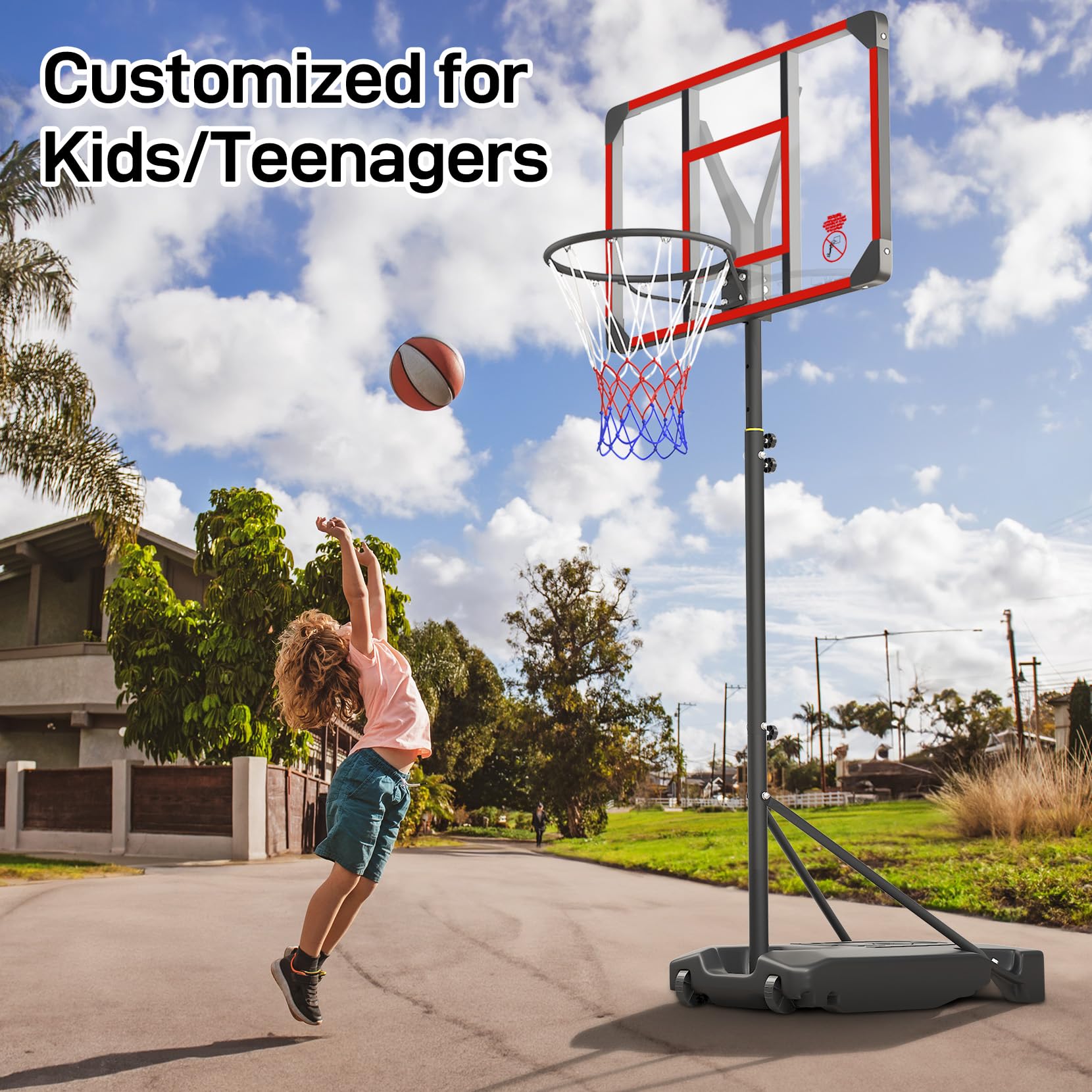 Basketball Hoop, dla dzieci regulowany, 4.82-8.53ft