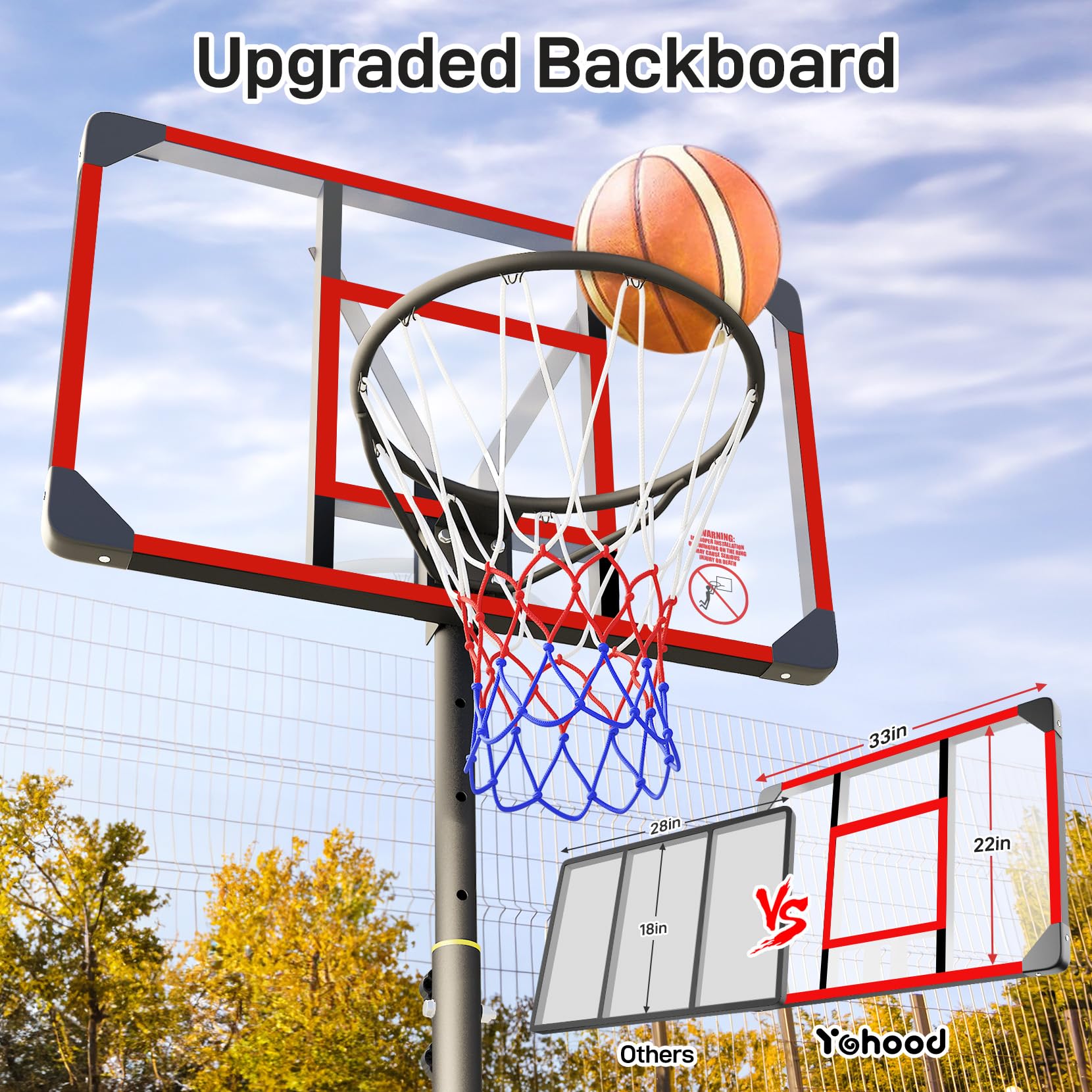 Basketball Hoop, dla dzieci regulowany, 4.82-8.53ft