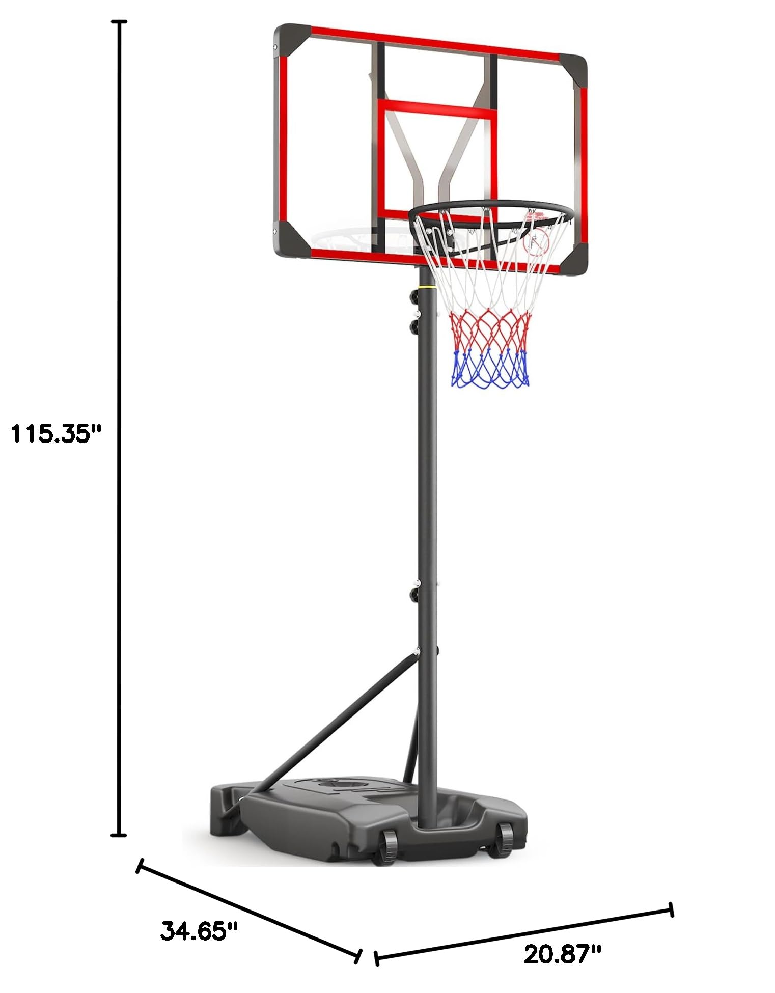 Basketball Hoop, dla dzieci regulowany, 4.82-8.53ft