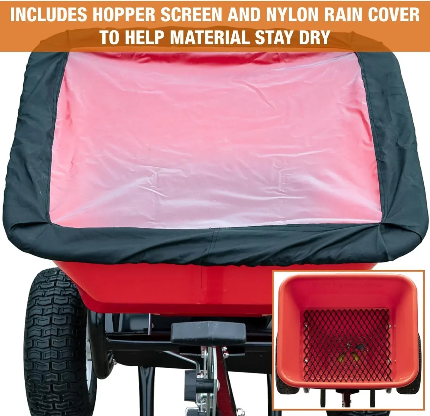 Spreader - Walk Behind Push - 100lb Capacity, For Salt, Ice and Snow Melt, Included Grate and Cover with Enclosed Gearbox for Protection