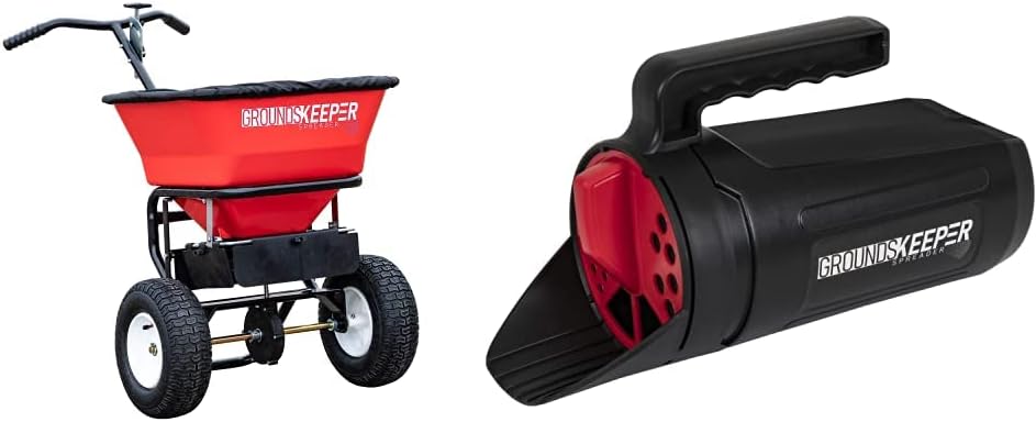 Spreader - Walk Behind Push - 100lb Capacity, For Salt, Ice and Snow Melt, Included Grate and Cover with Enclosed Gearbox for Protection