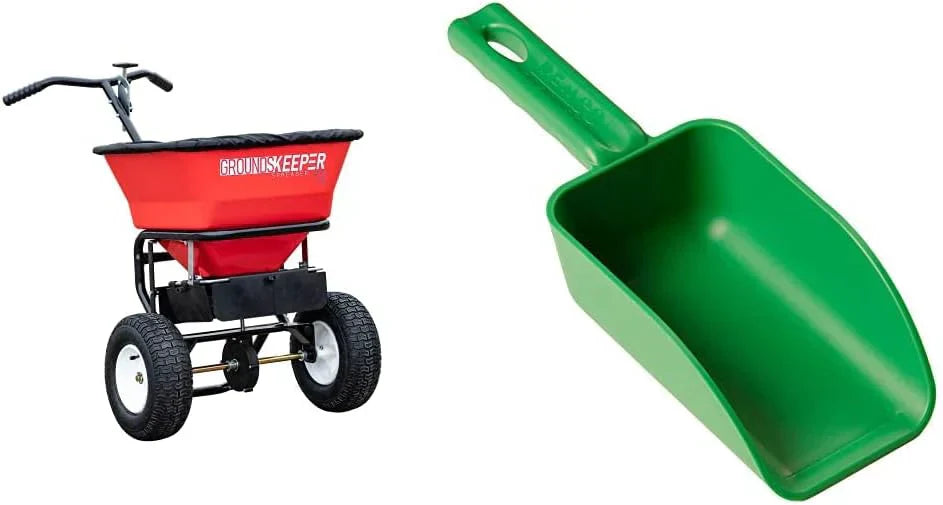 Spreader - Walk Behind Push - 100lb Capacity, For Salt, Ice and Snow Melt, Included Grate and Cover with Enclosed Gearbox for Protection