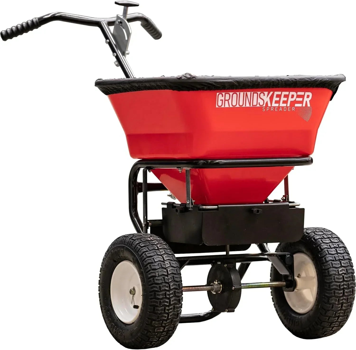 Spreader - Walk Behind Push - 100lb Capacity, For Salt, Ice and Snow Melt, Included Grate and Cover with Enclosed Gearbox for Protection