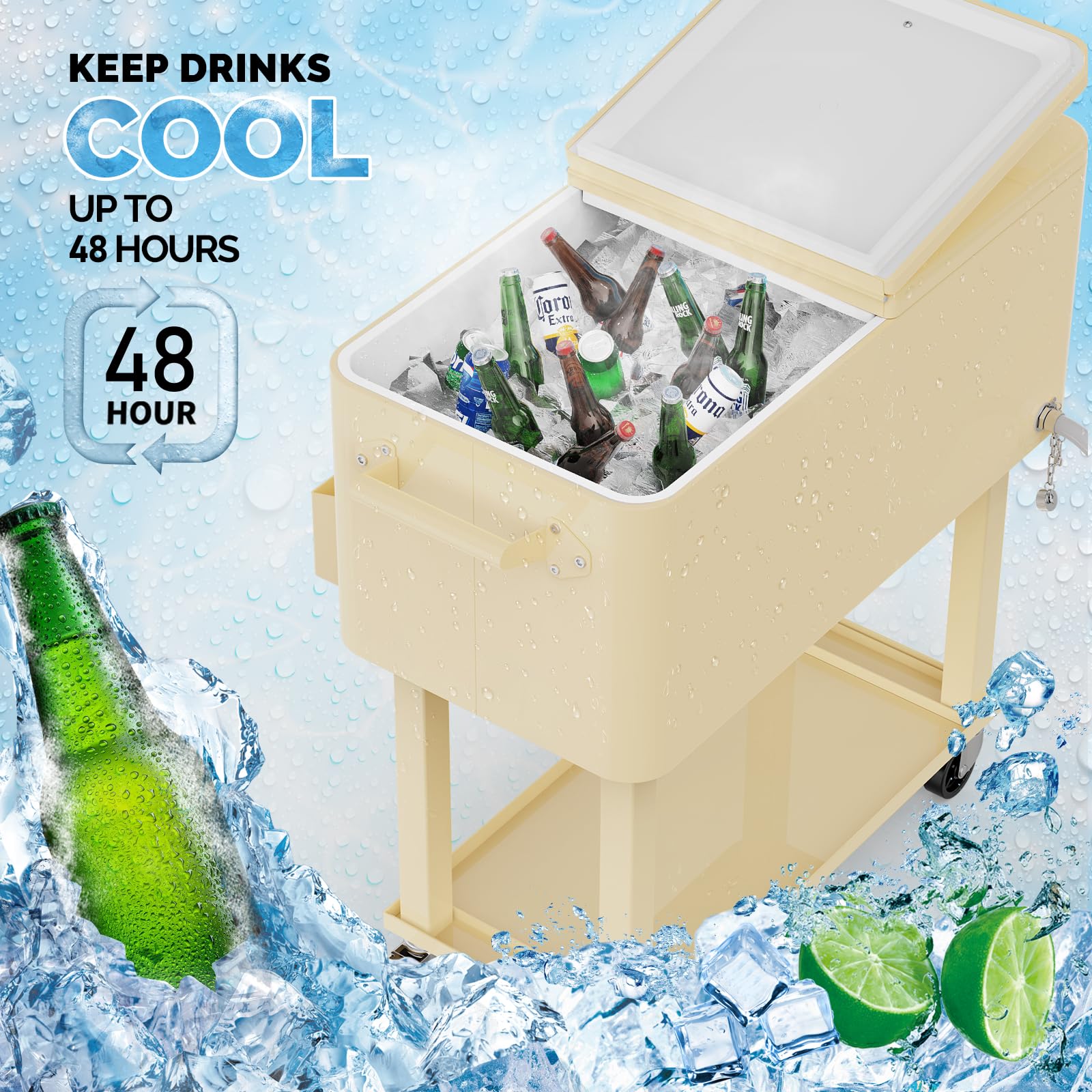 Na kółkach lodu Chest, przenośny Drink lodówka turystyczna wózek z półka