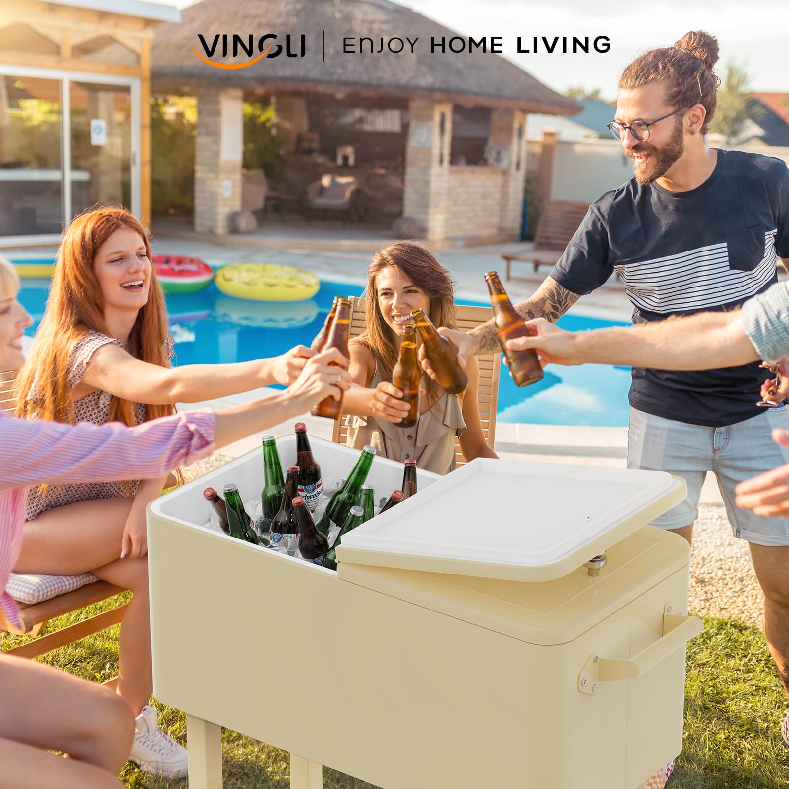 Na kółkach lodu Chest, przenośny Drink lodówka turystyczna wózek z półka