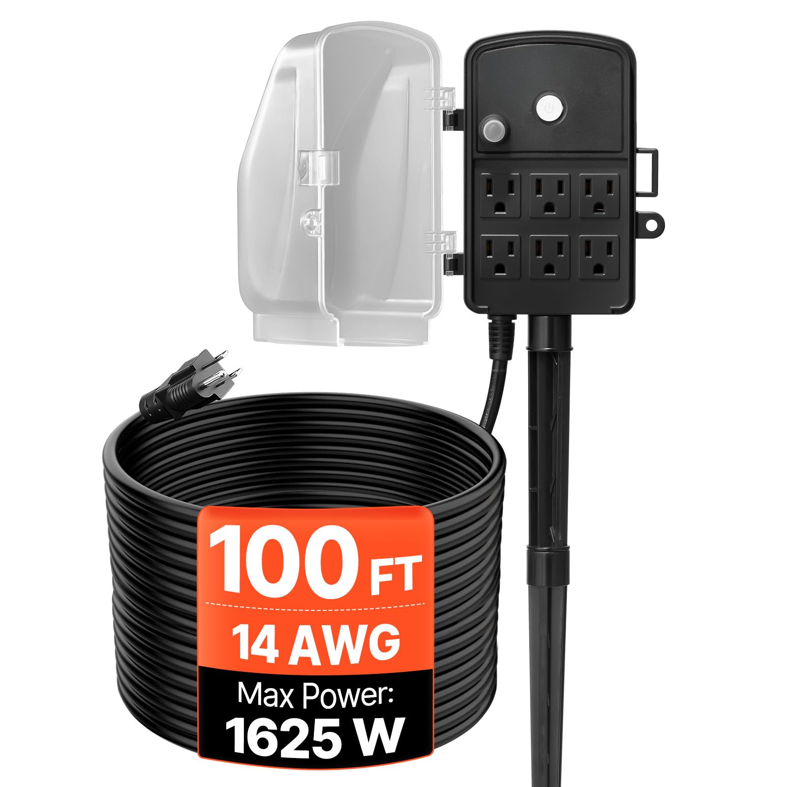 Zewnętrzny moc Stake 100 ft wodoodporny Extension Cord
