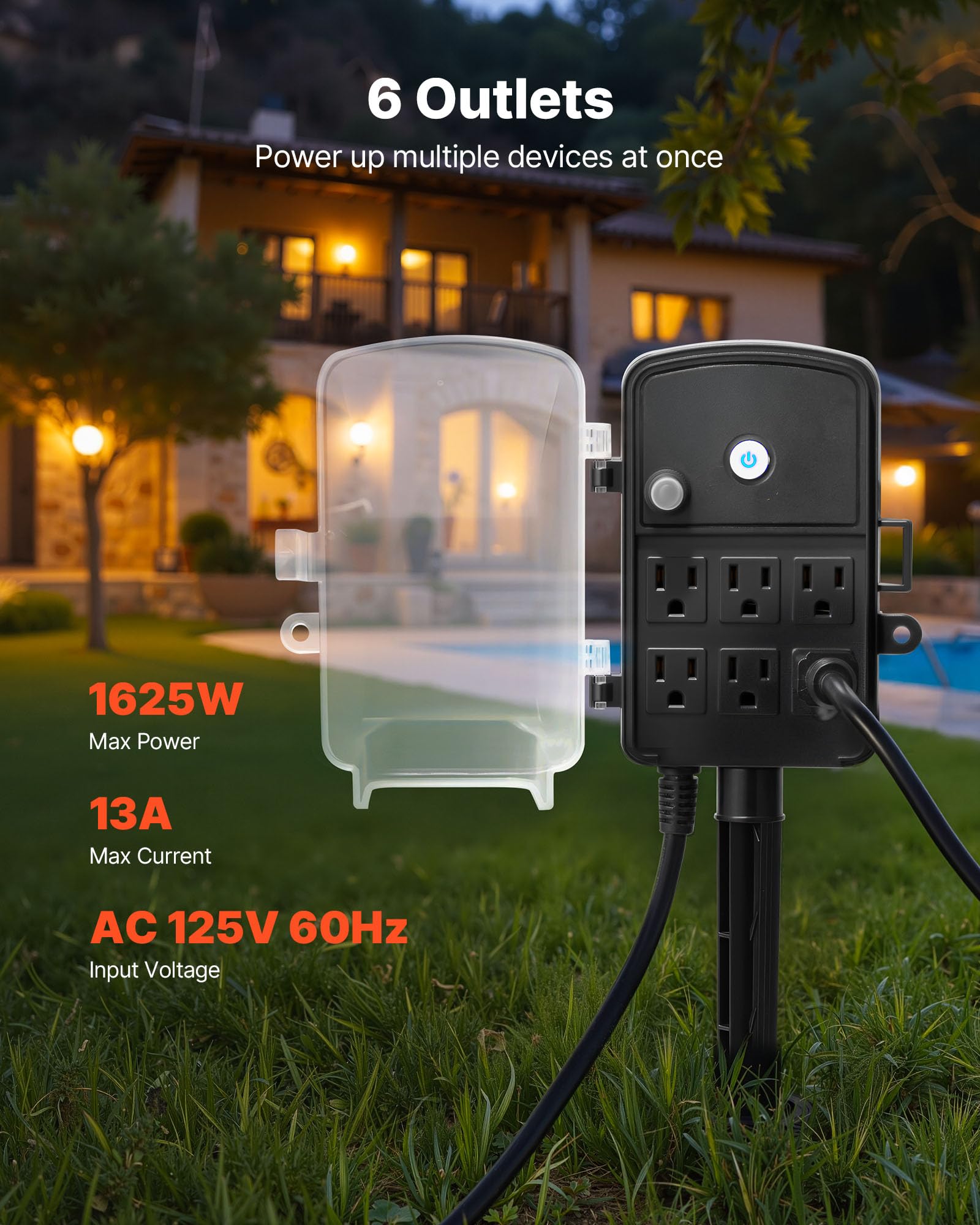 Zewnętrzny moc Stake 100 ft wodoodporny Extension Cord