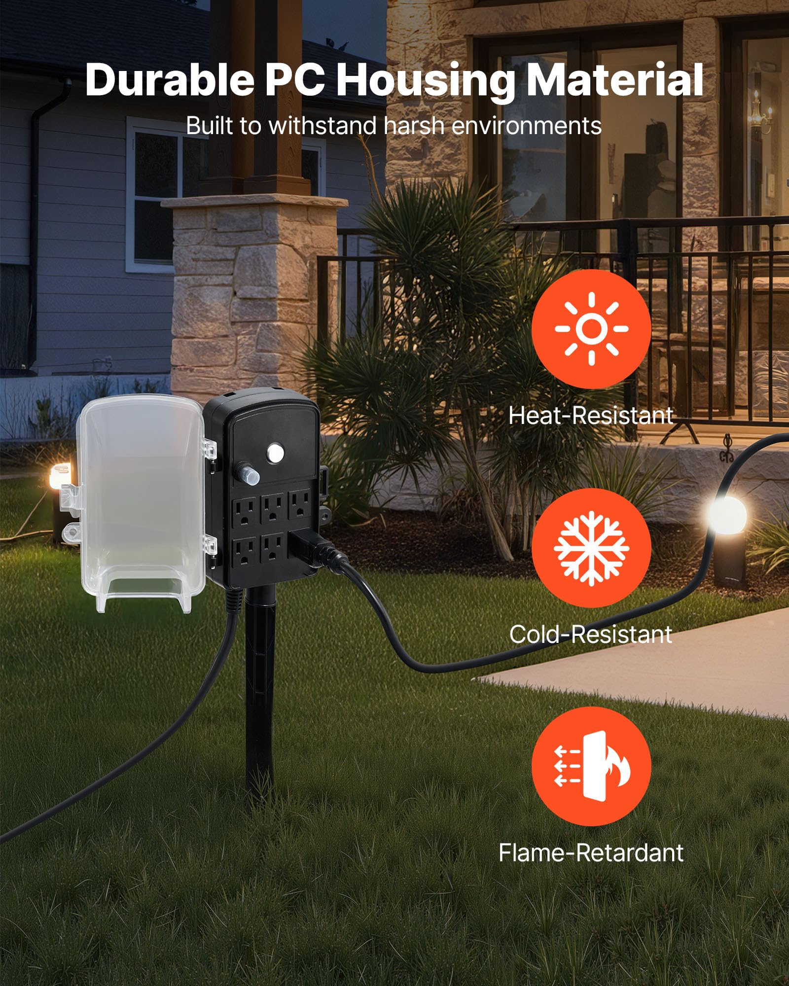 Zewnętrzny moc Stake 100 ft wodoodporny Extension Cord