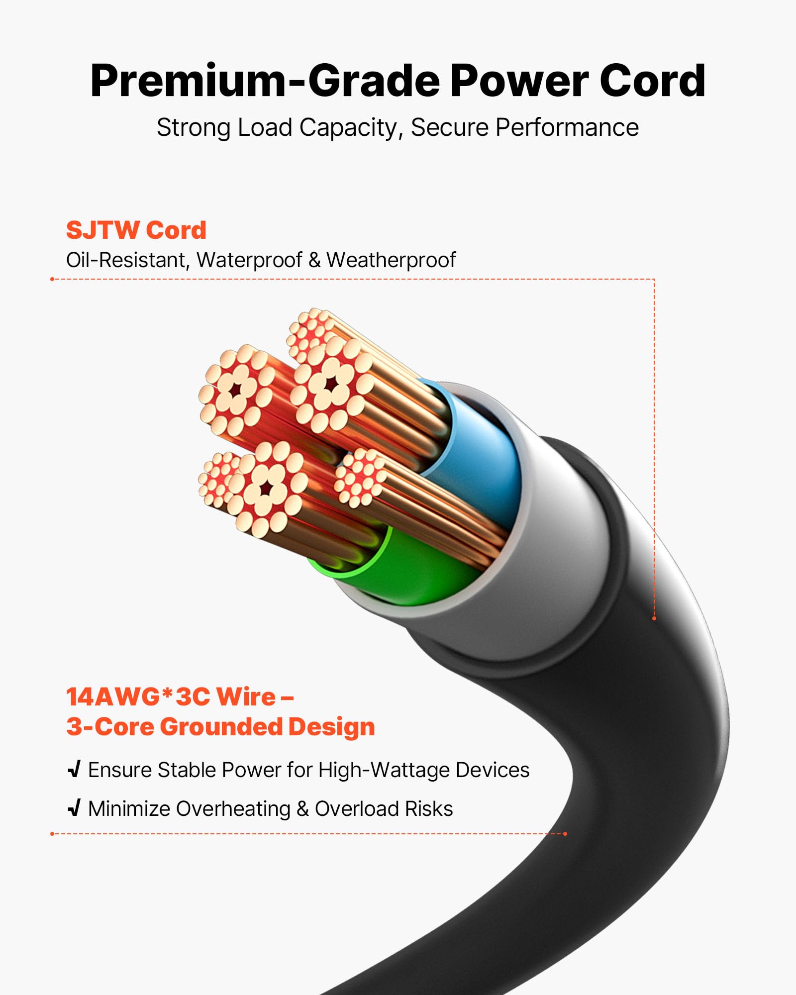 Zewnętrzny moc Stake 100 ft wodoodporny Extension Cord