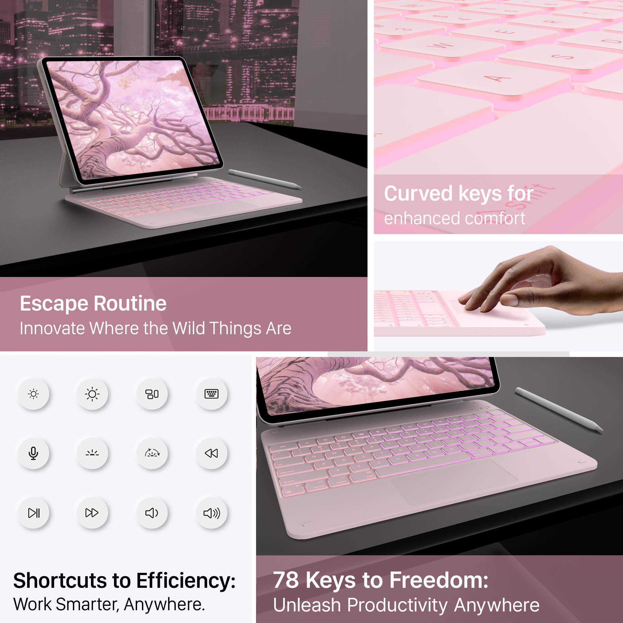 Keyboard, Edge, etui do powietrza i Pro 12.9, Pink
