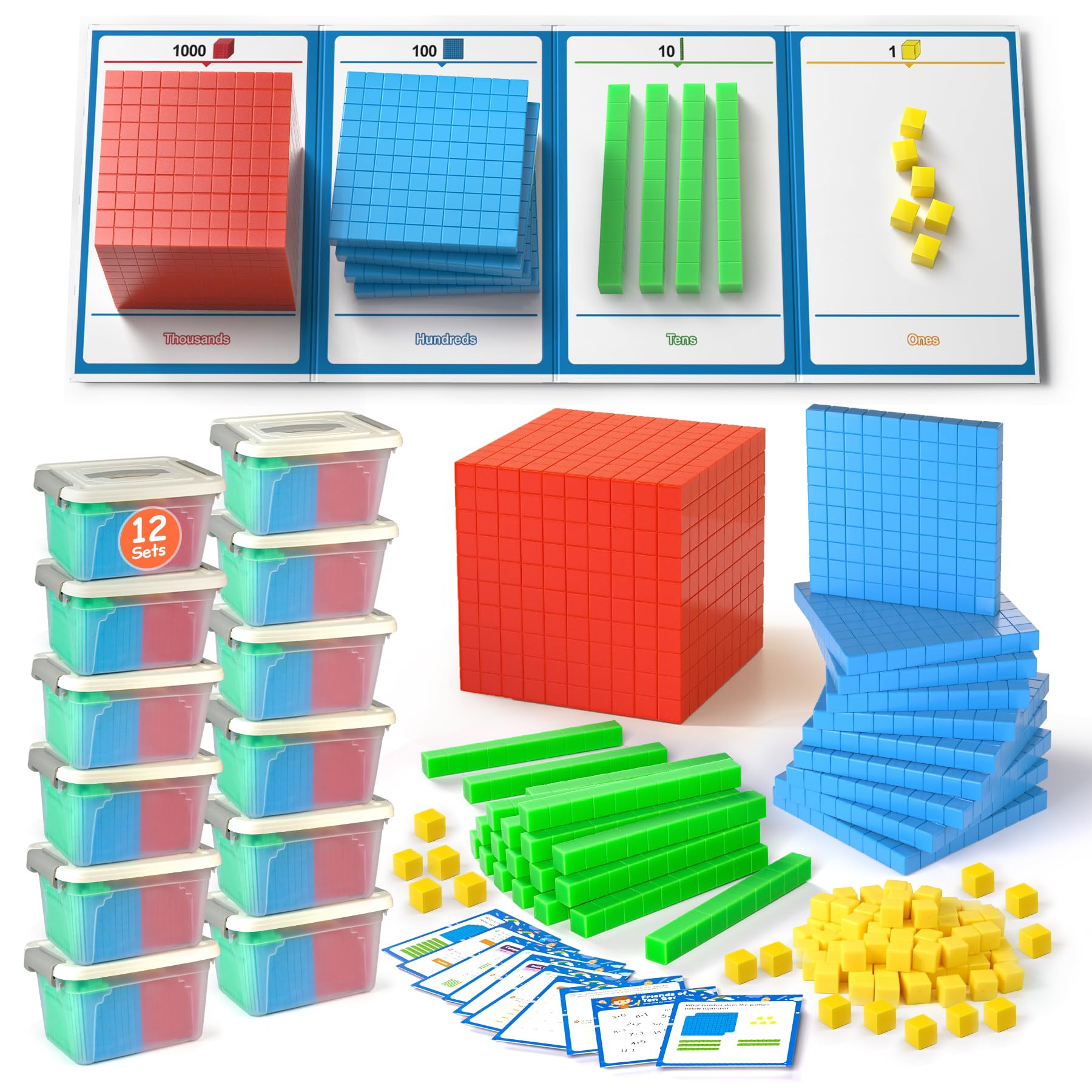 Podstawa Ten Blocks z Place Value Chart z 12 Boxes