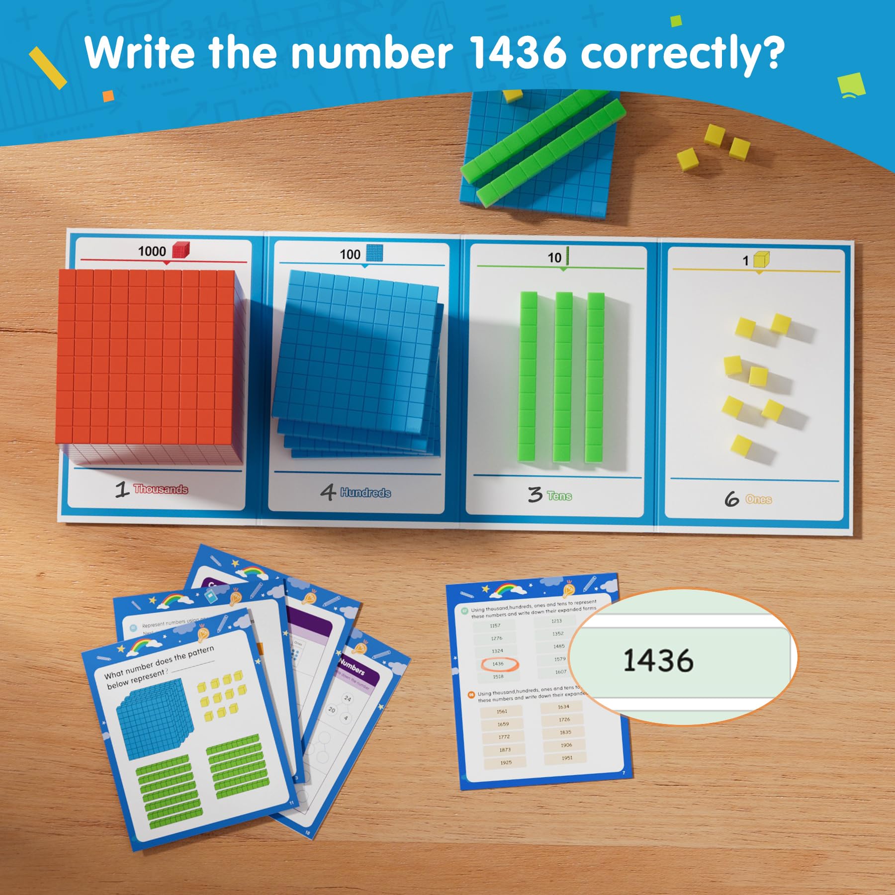 Podstawa Ten Blocks z Place Value Chart z 12 Boxes
