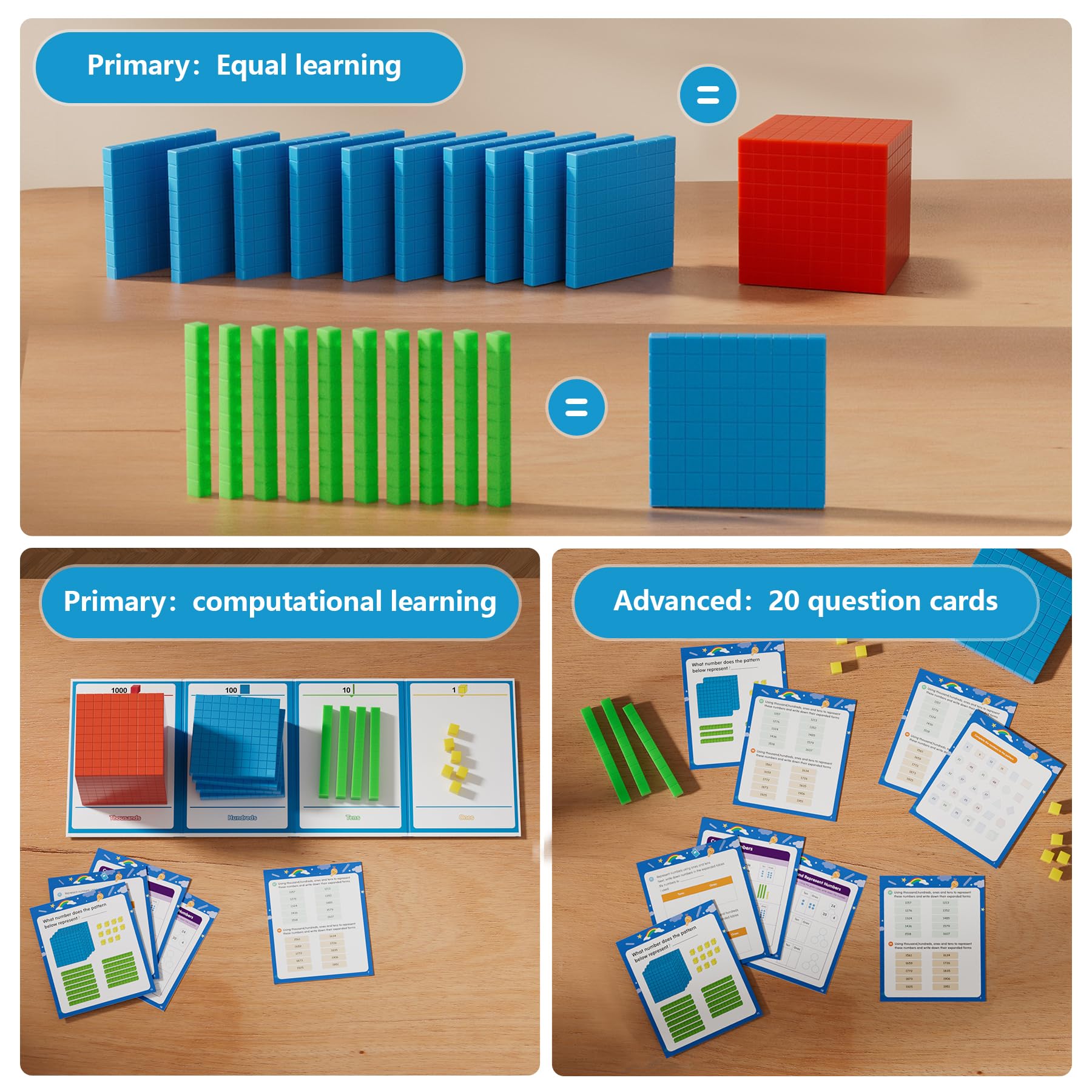 Podstawa Ten Blocks z Place Value Chart z 12 Boxes