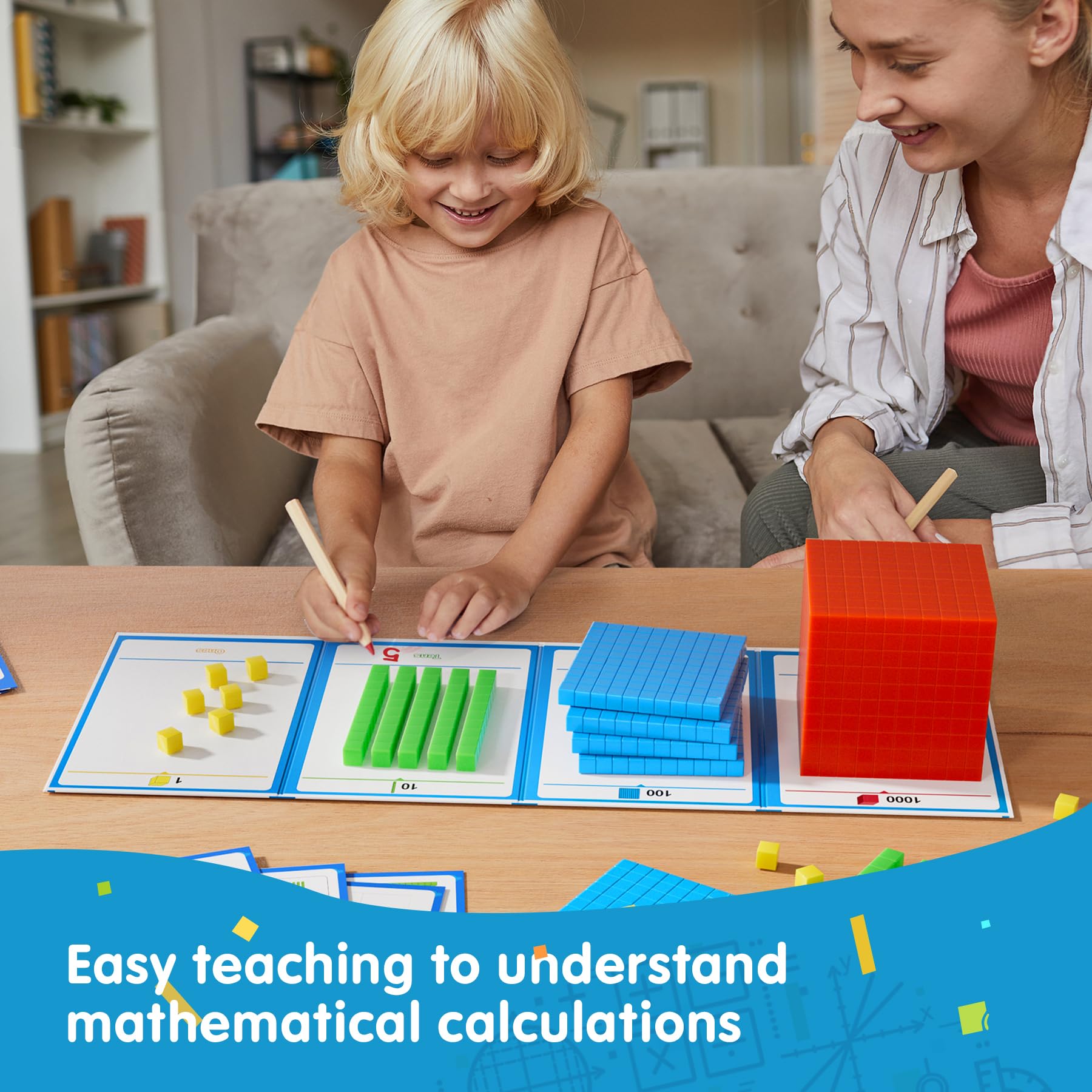 Podstawa Ten Blocks z Place Value Chart z 12 Boxes