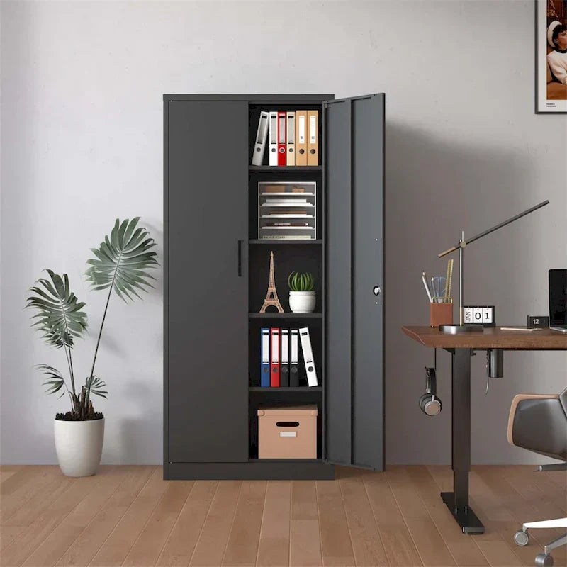 Stal narzędzie z Doors i 3 półki magazynowy szafka, metal garazowy Organizer