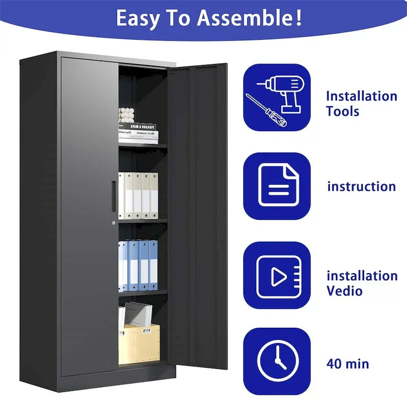 Stal narzędzie z Doors i 3 półki magazynowy szafka, metal garazowy Organizer