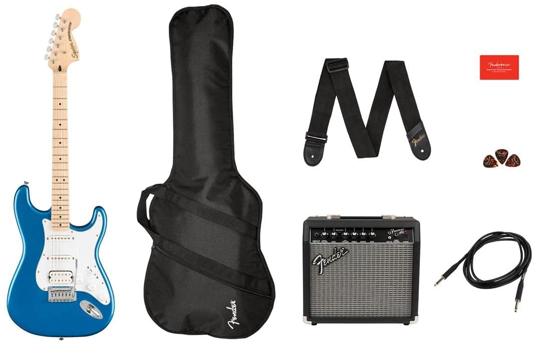 Squier by Affinity seria Stratocaster pakiet, Hss, Maple Fingerboard, Lake Placid niebieski