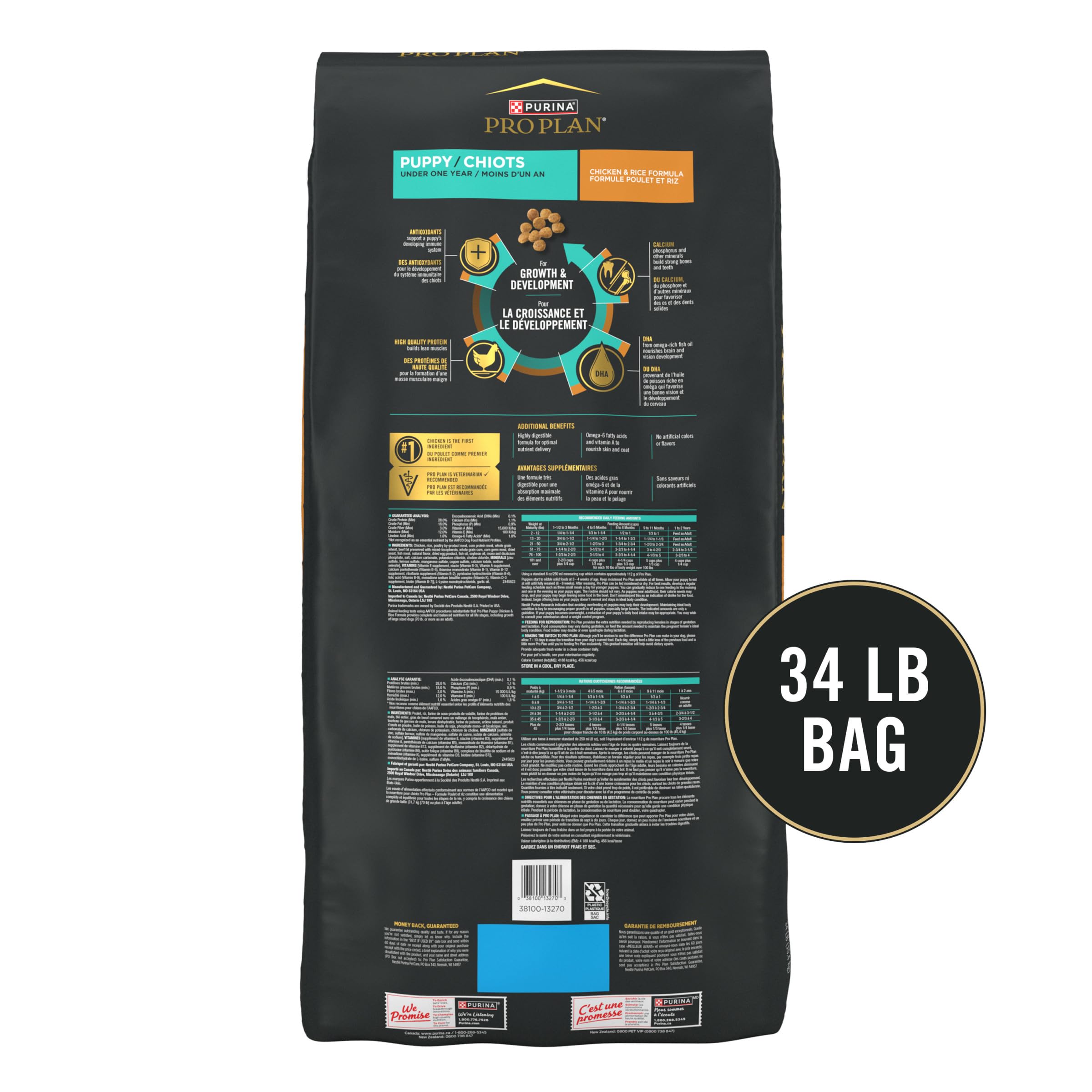 Pro Plan wysoki Protein Puppy żywności, dla kur i Rice, 34 lb