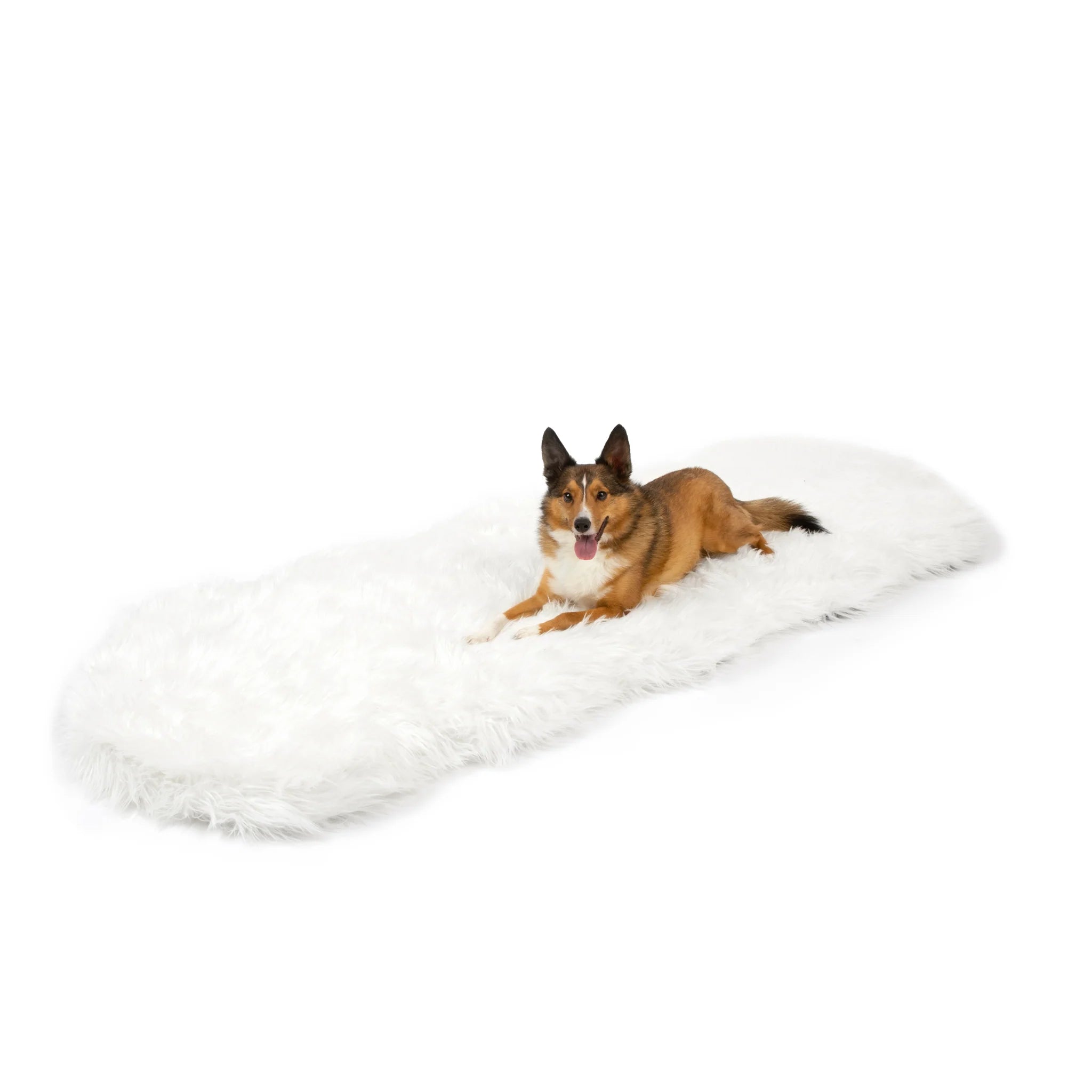 Runner Faux Fur pianka memory dla psa lozko, Curve biały