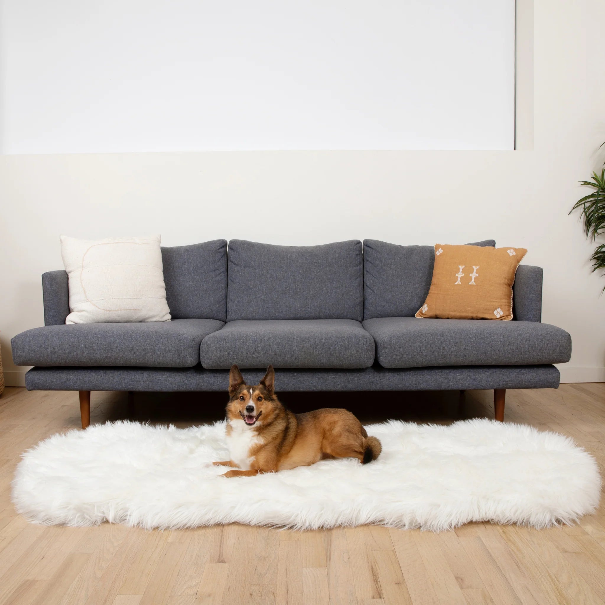 Runner Faux Fur pianka memory dla psa lozko, Curve biały