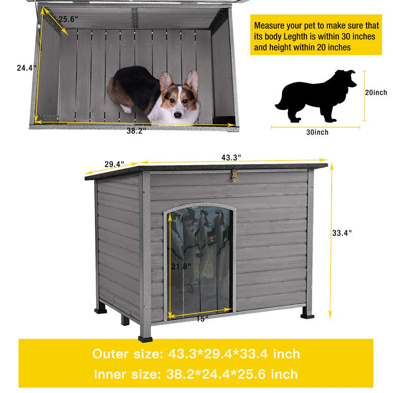 1787409030_VDLKXWMe Dla psa domek, drewniany, Anti-chewing Kennels do zewnętrzny i wewnętrzny, szary, duży