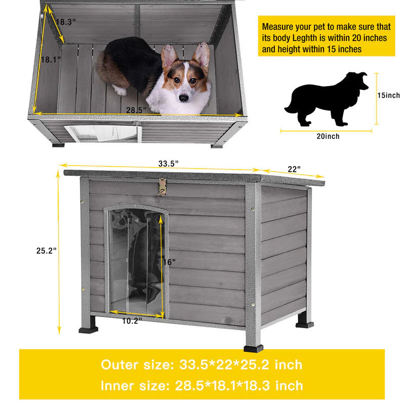 1787409034_jhHjTHtA Dla psa domek, drewniany, Anti-chewing Kennels do zewnętrzny i wewnętrzny, szary, duży