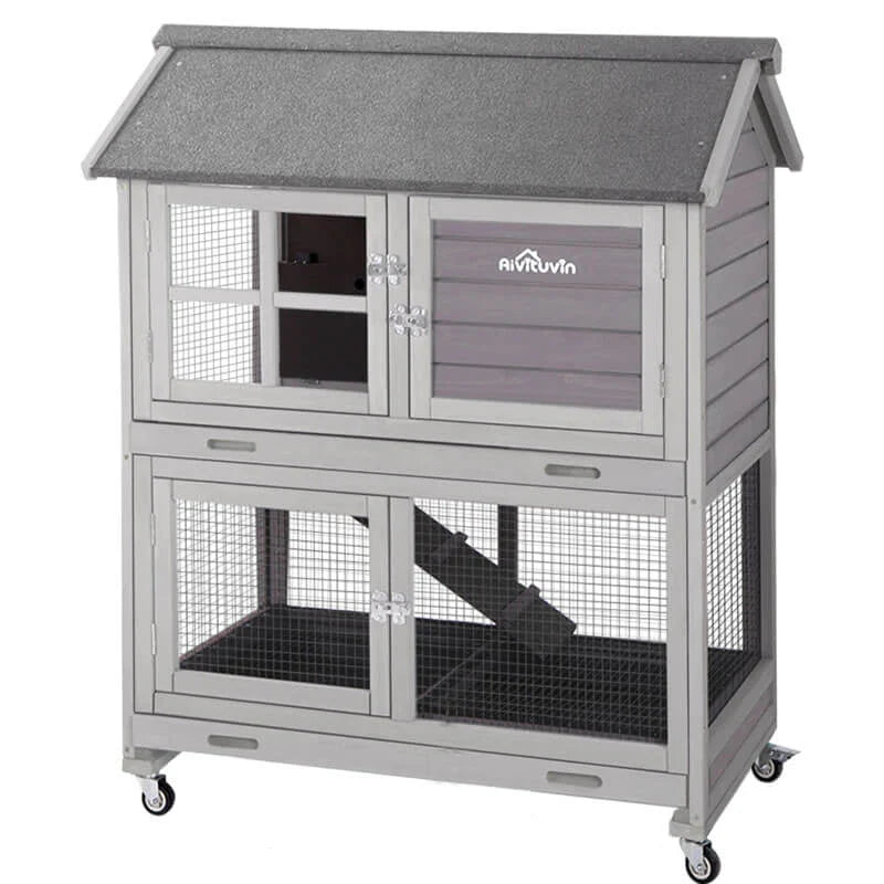 1787410601_BAOsEaqC Zewnętrzny Rabbit Hutch Bunny domek koła, drewniany Guinea Pig klatka do mały Animals