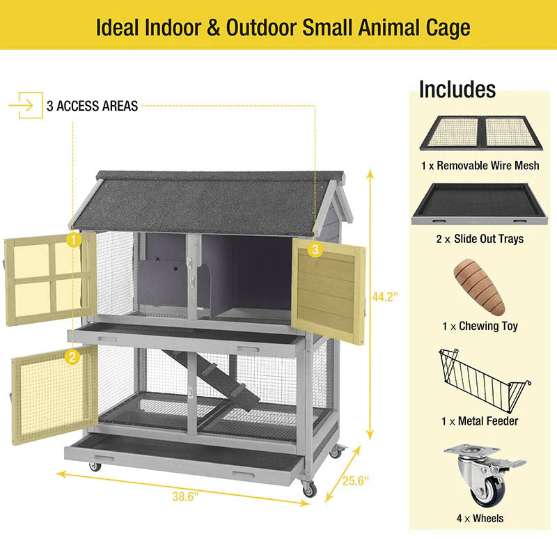 1787410616_GWqeEHvp Zewnętrzny Rabbit Hutch Bunny domek koła, drewniany Guinea Pig klatka do mały Animals