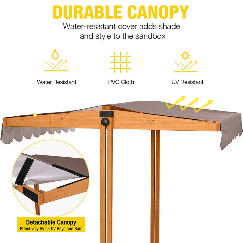 1787411412_QNkTa8V8 Sandbox - 47, Designed for Kids with Lid Cover - Wooden Sandbox for Outdoor Play 2 Bench Seats and Toy Bin Storage