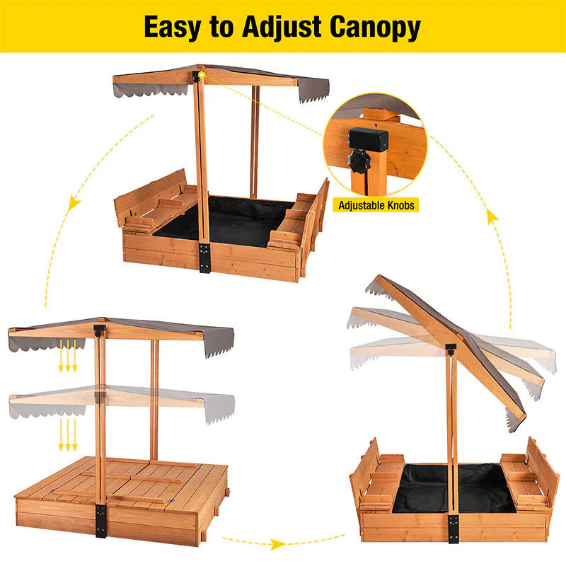 1787411419_7PjX4gDk Sandbox - 47, Designed for Kids with Lid Cover - Wooden Sandbox for Outdoor Play 2 Bench Seats and Toy Bin Storage