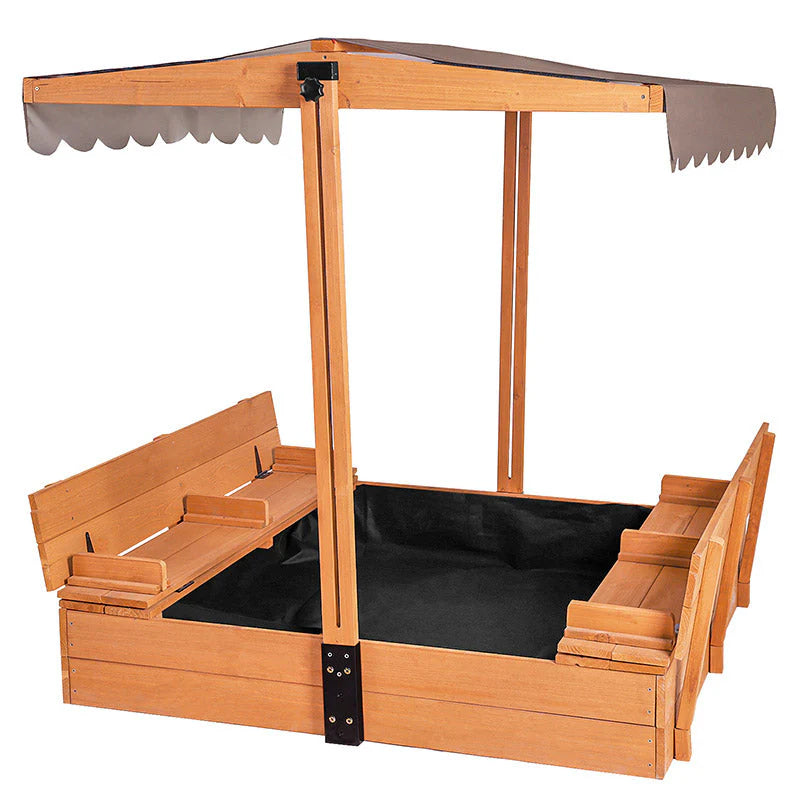 1787411425_ZRm7ppHf Sandbox - 47, Designed for Kids with Lid Cover - Wooden Sandbox for Outdoor Play 2 Bench Seats and Toy Bin Storage