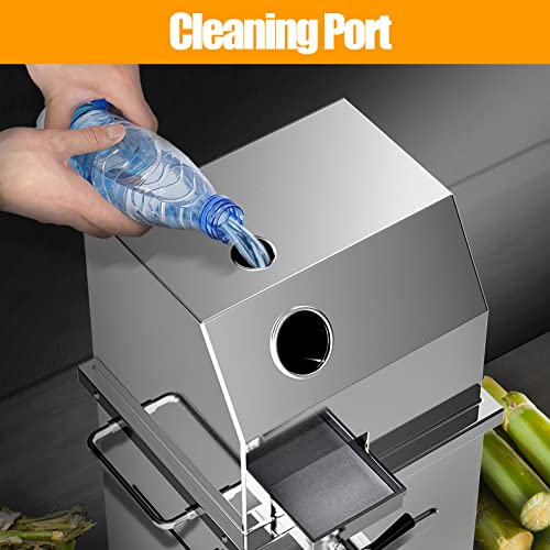 Sugar Cane Press Juicer Machine - 110V Electric - 800W Stainless Steel Desktop Sugarcane Juicing Crusher Extractor, With 3 Rollers for Home