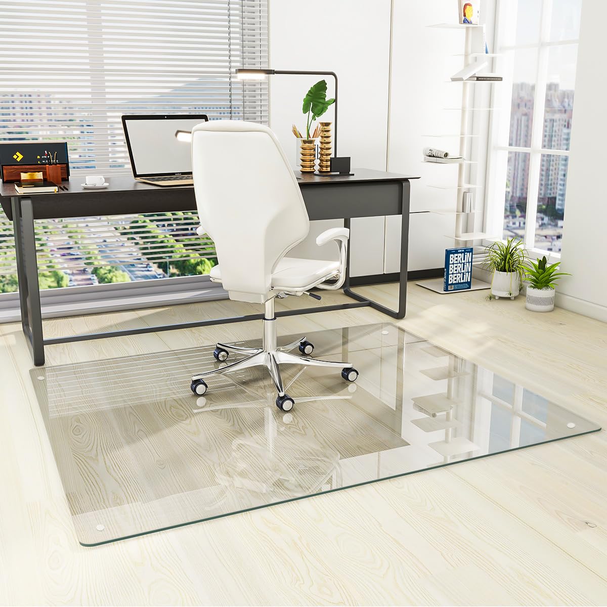 Krzeslo, Tempered szklo, mata 46 X 55, do twardy Floors