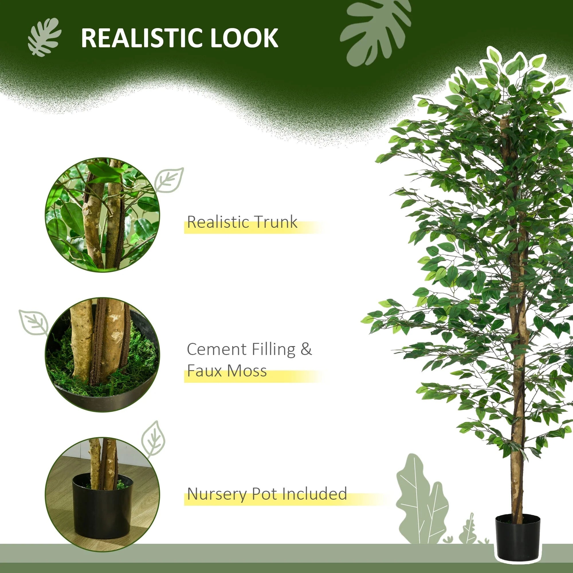 1787415990_nSYZENYq 6ft Artificial Ficus Pot, wewnętrzny zewnętrzny Fake Plant do domowy biurowy Living pokój Decor