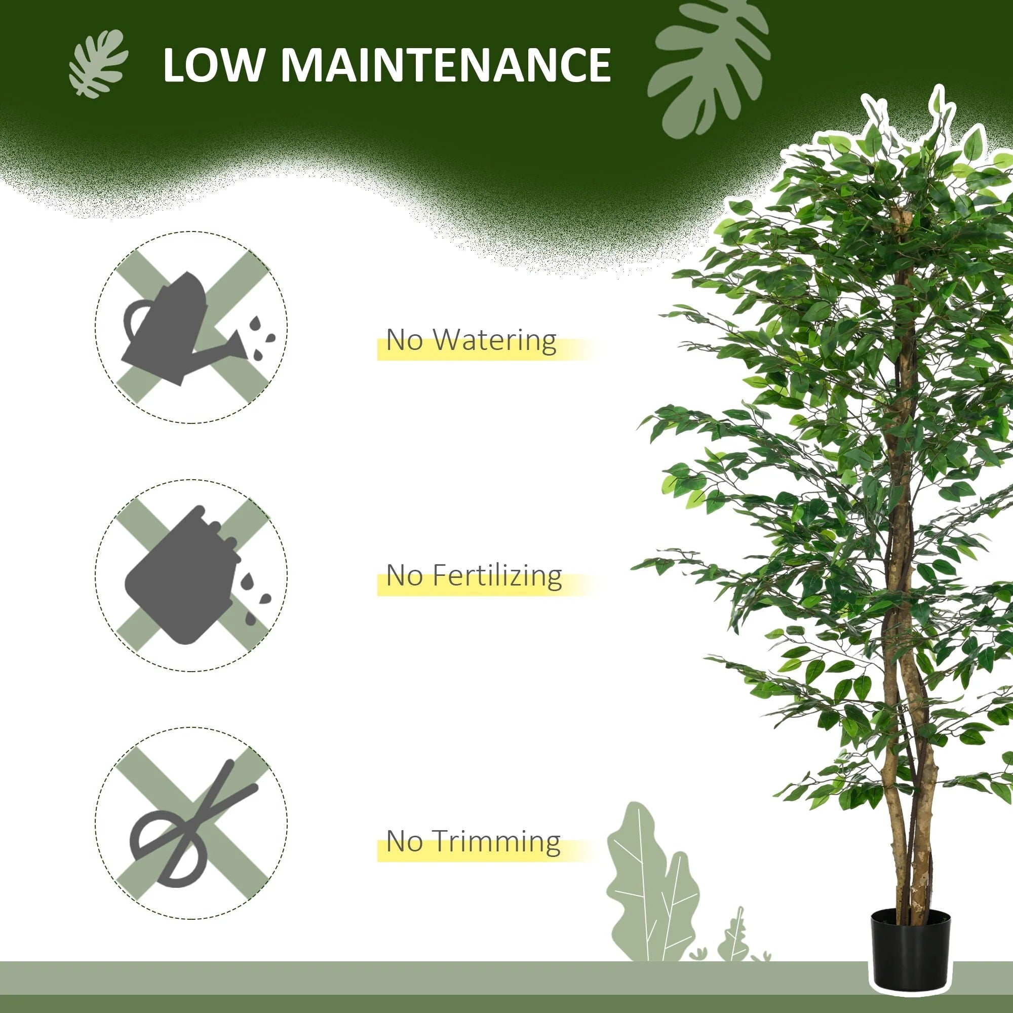 1787415995_SXajSbCW 6ft Artificial Ficus Pot, wewnętrzny zewnętrzny Fake Plant do domowy biurowy Living pokój Decor