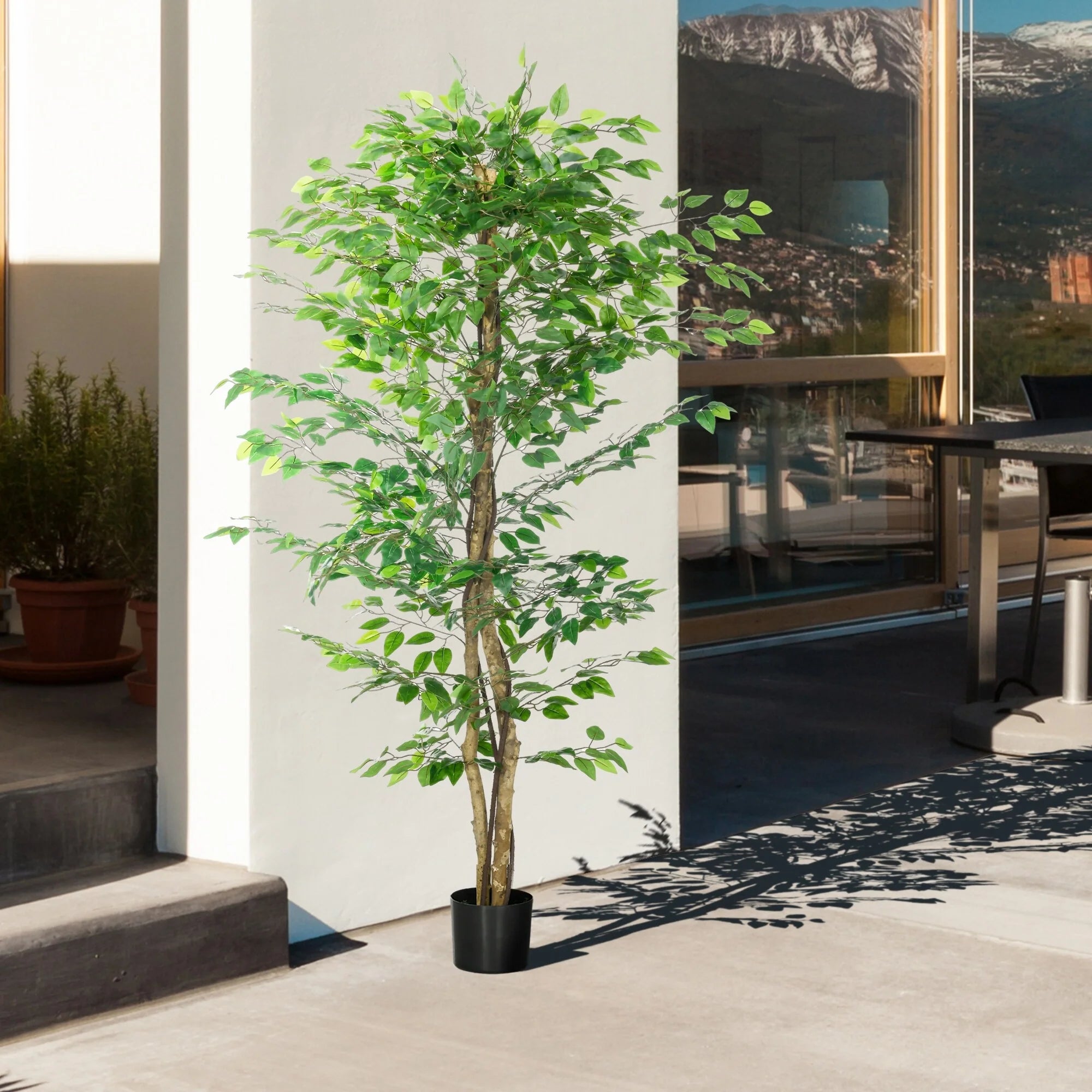1787416000_JSPtI8jr 6ft Artificial Ficus Pot, wewnętrzny zewnętrzny Fake Plant do domowy biurowy Living pokój Decor
