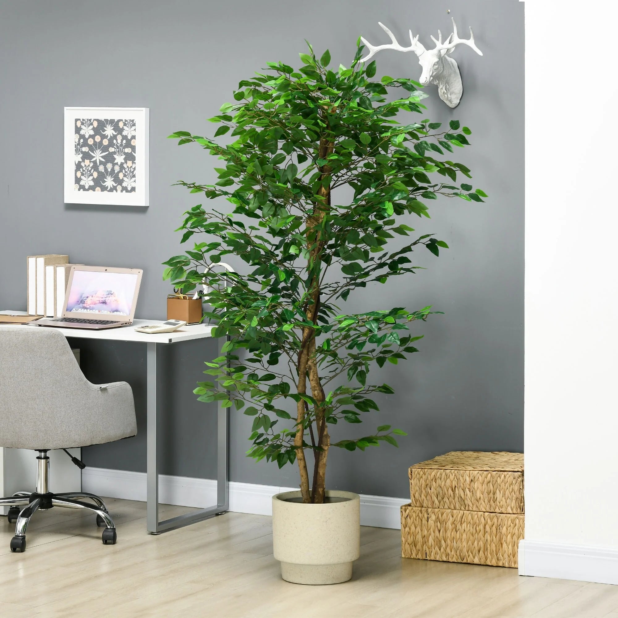 1787416014_oNnjrYBK 6ft Artificial Ficus Pot, wewnętrzny zewnętrzny Fake Plant do domowy biurowy Living pokój Decor