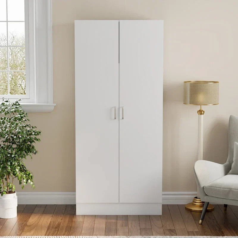 1787418569_sEA77m8S Freestanding 2-drzwi Bedroom Armoire z Hanging Rod