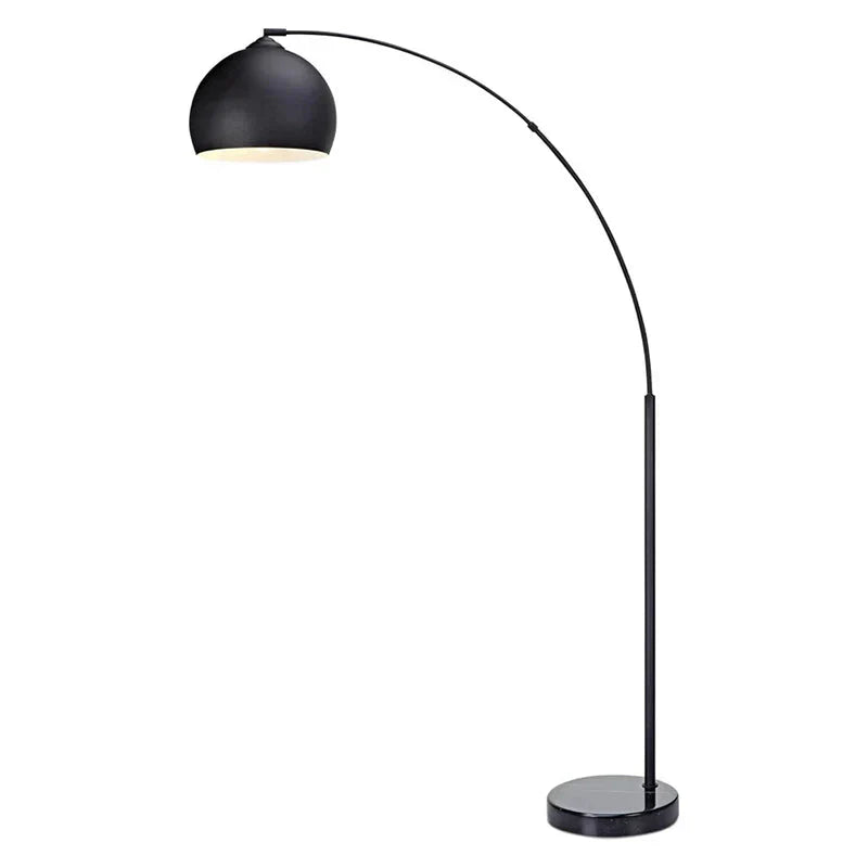 Floor Lamp - Featuring Chrome Bell Shade and Faux White Marble Base for Living Room - Home Office, Dining Room, Bedroom
