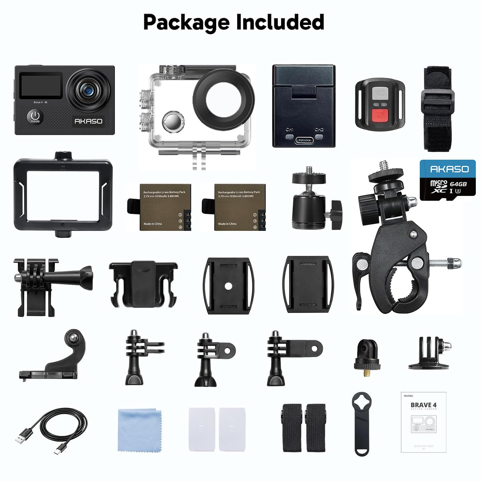 Action kamera, Brave 4, 4K z 64GB SD Card zestaw