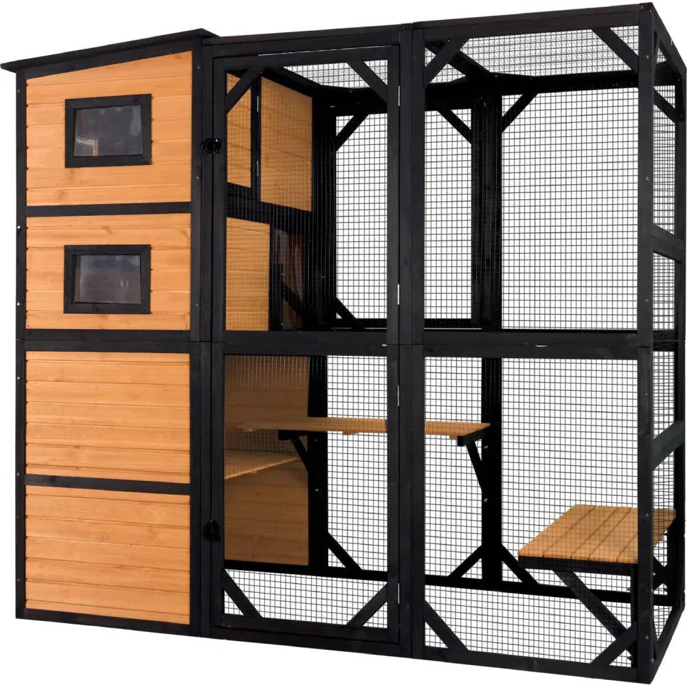 Duży dla kota Catio, 4 Tiers, Weatherproof dach, 70H X 77L