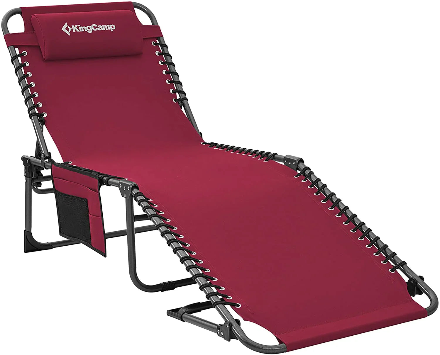 Pillow, regulowany 4-Position składany Chaise Lounge krzeslo z, Pocket, Supports 265lb