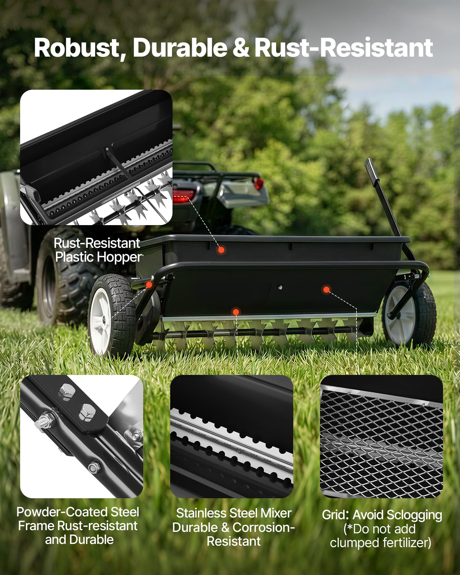 Tow Behind trawnikowy Spreader z Aeration Spikes