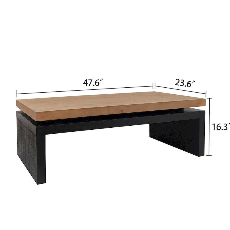 Stolik kawowy, Versatile 2-poziom, w czarny i Natural drewno, do Living pokój